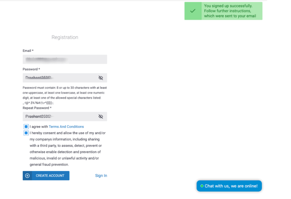 registration page