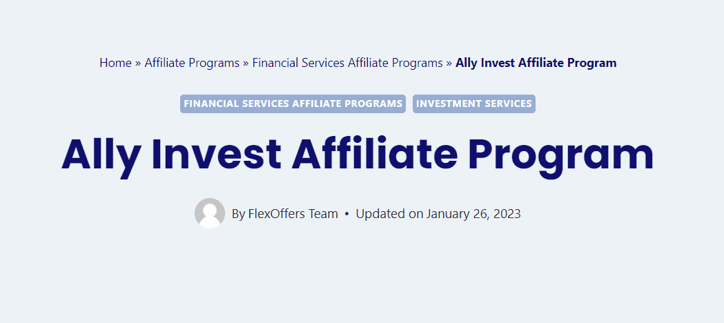 Ally Invest homepage