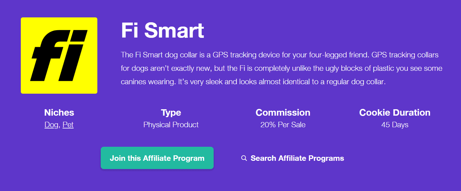 Fi Smart Pet Affiliate Programs