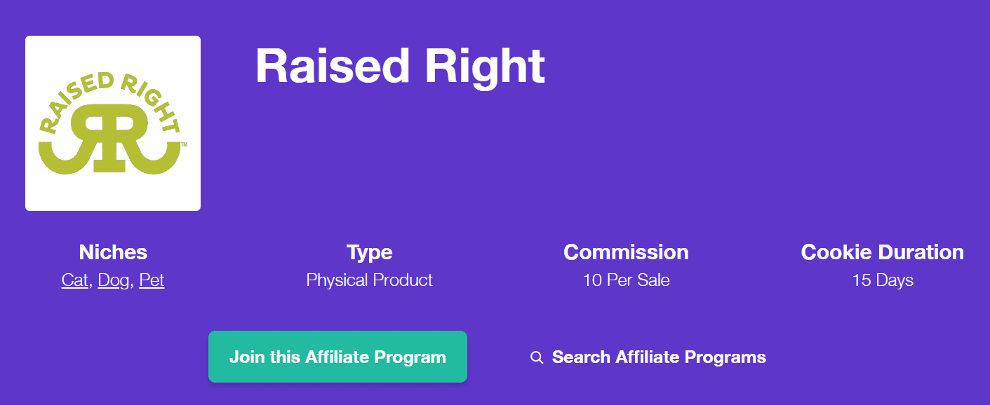 Raised Right Pet Affiliate Programs