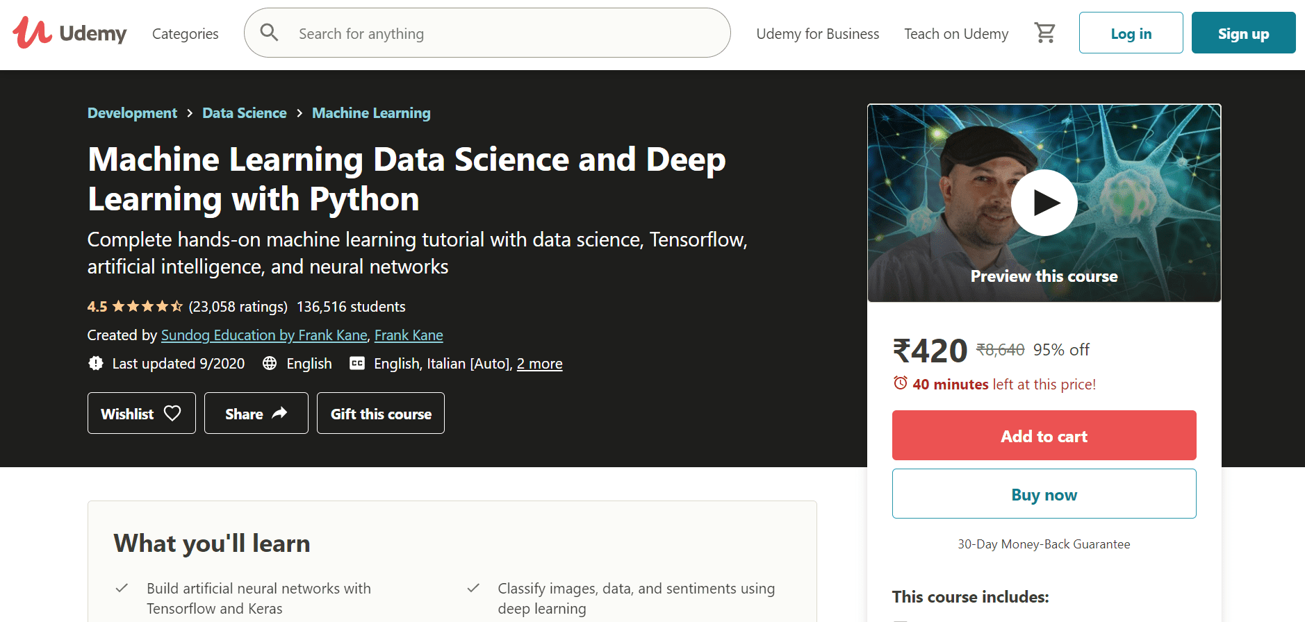 Machine Learning, Data Science, and Deep Learning with Python