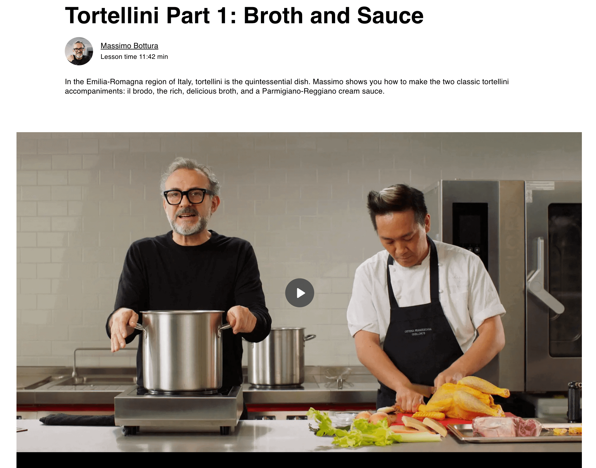 Tortellini Part1 Broth and Sauce Massimo bottura Teaches Modern Italian Cooking MasterClass