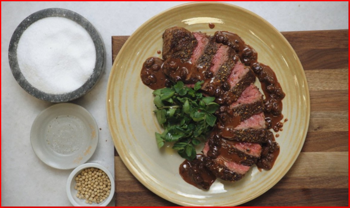 Pepper Steak with Red Wine Sauce