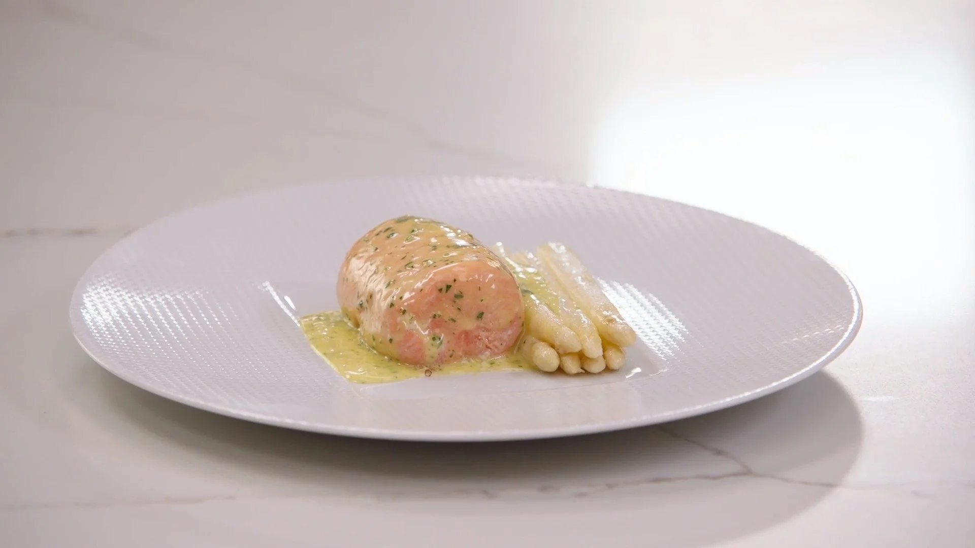 Salt-baked branzino with Fennel and Red Pepper Vinaigrette