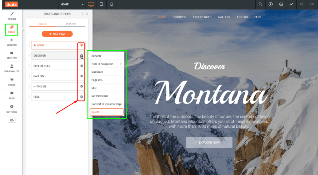 Duda Popup & Pages