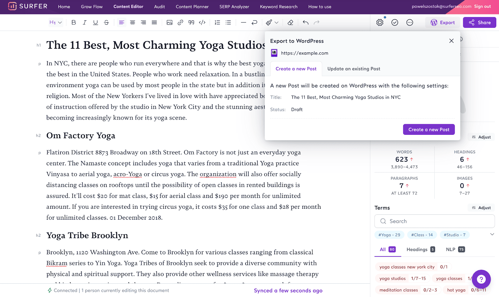 EXPORT TO WORDPRESS
