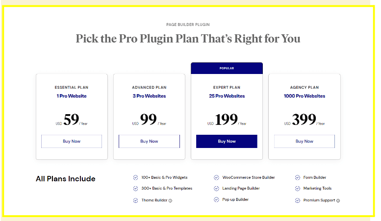 Elementor Latest Pricing Plan