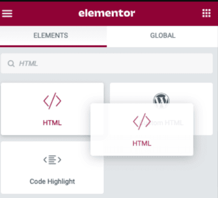 Elementor editing elements