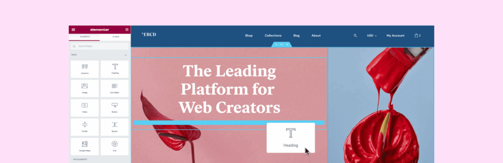 Elementor live editor