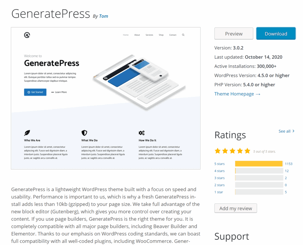 GeneratePress Free Theme download