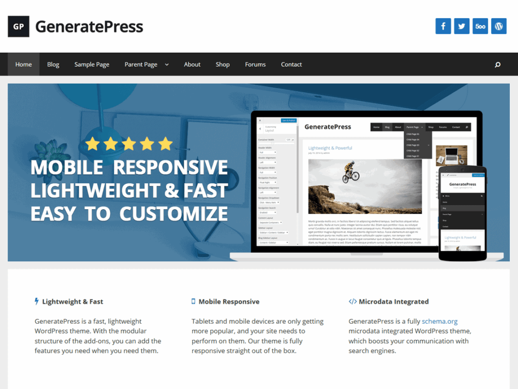 GeneratePress child theme review