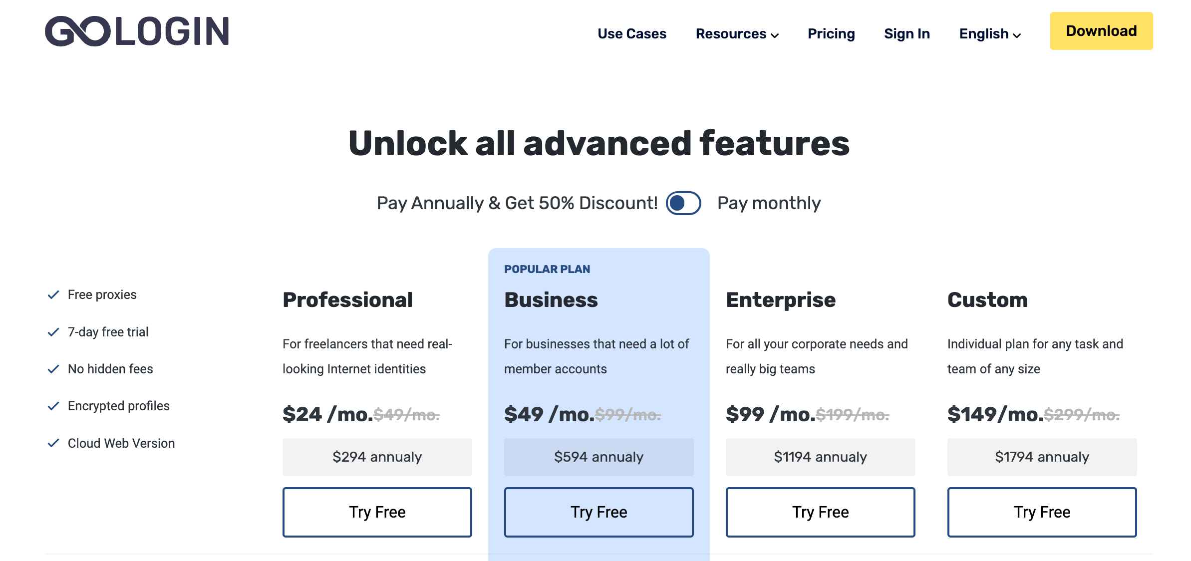 GoLogin Pricing