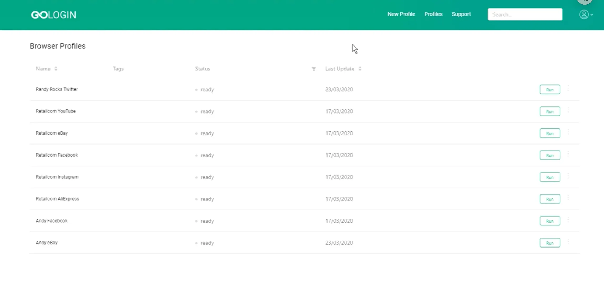 GoLogin Profiles