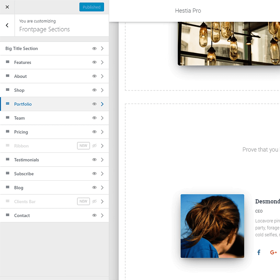 Hestia customizable homepage- themeisle coupons