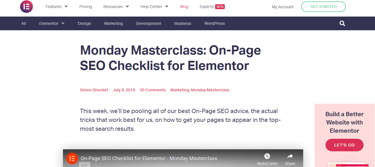 Elementor-SEO Friendliness