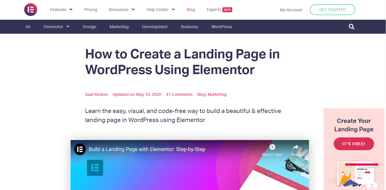 Create Landing Page Using Elementor