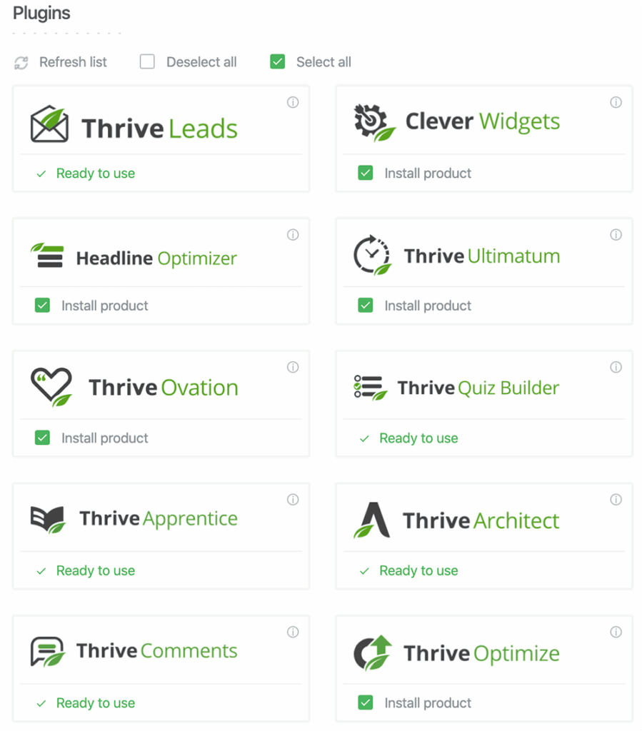 Thrive architect widgets