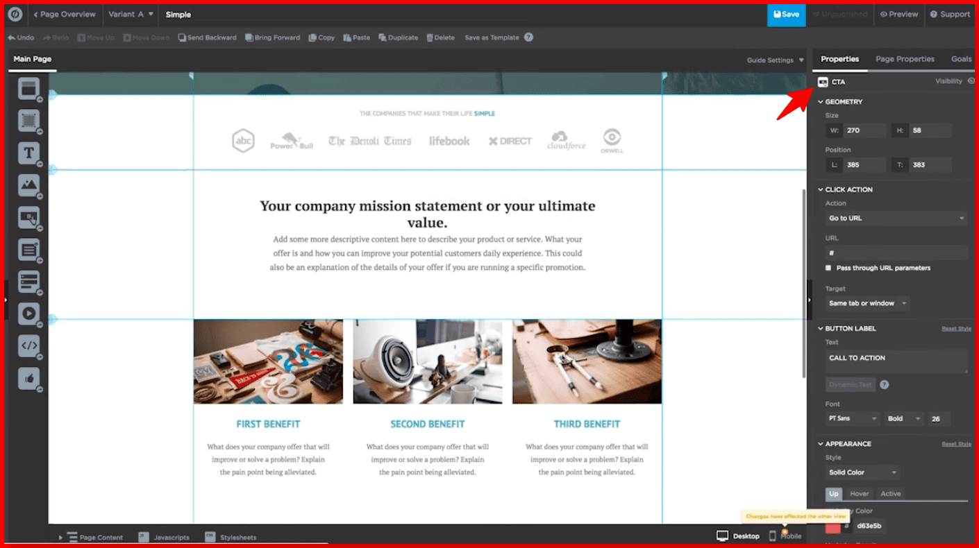 Unbounce Drag-and-Drop Editor