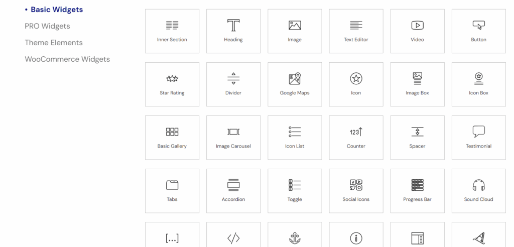 Widgets library- Elementor vs gutenberg