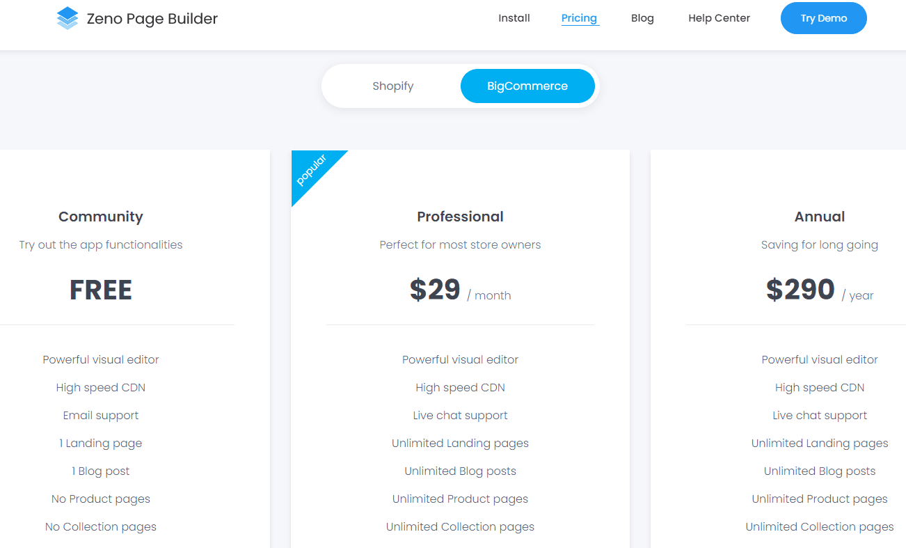 Zeno Page Builder BigCommerce Pricing - Zeno Page Builder Review
