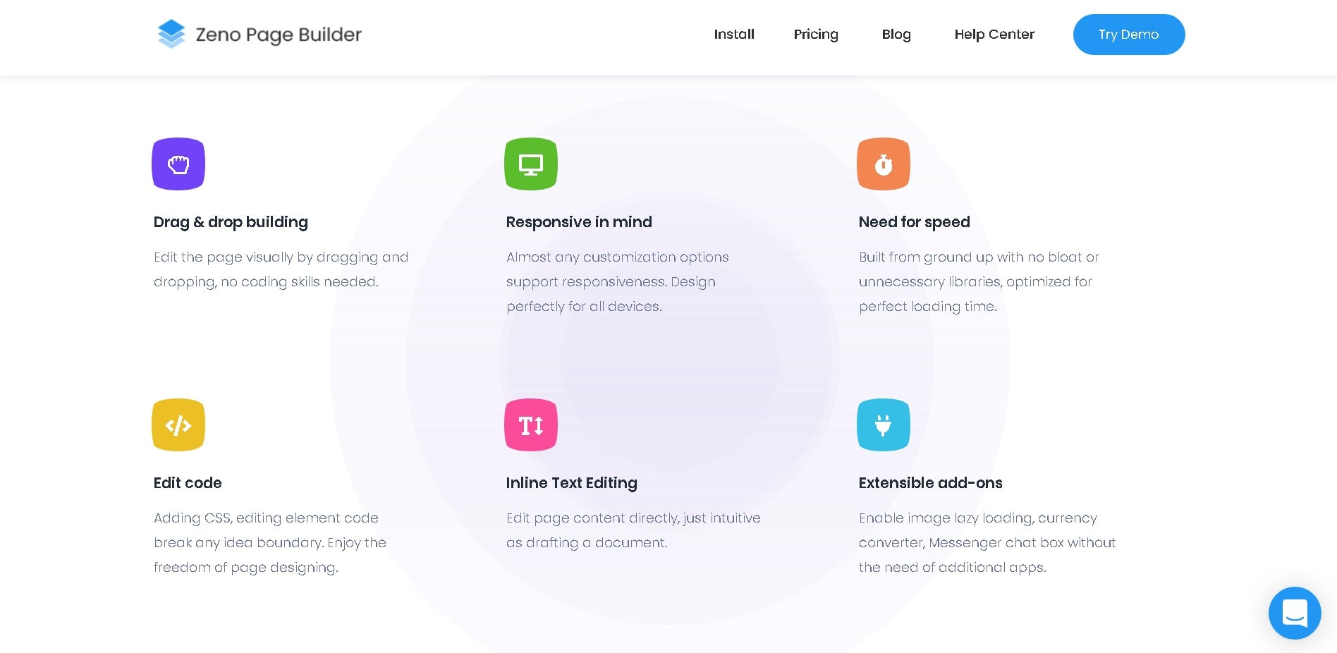 Zeno Page Builder features