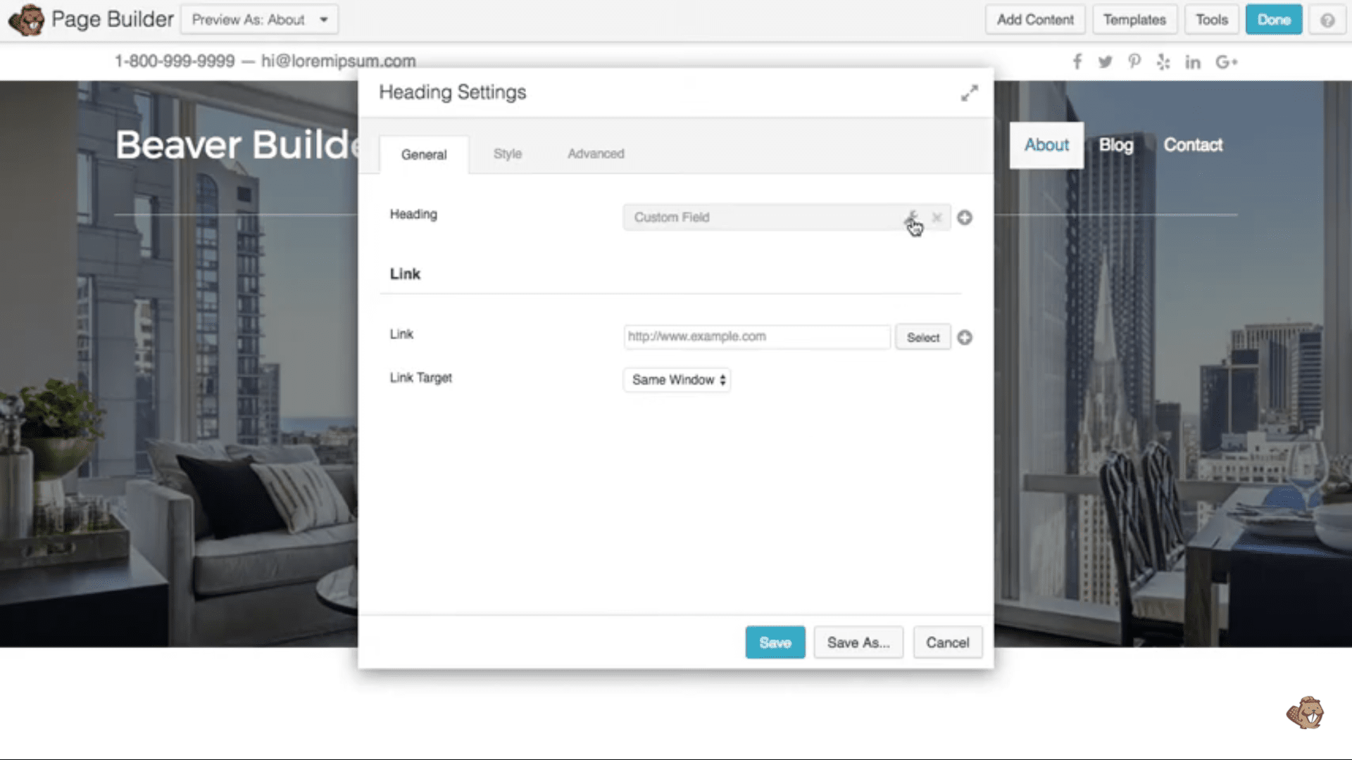 beaver builder header