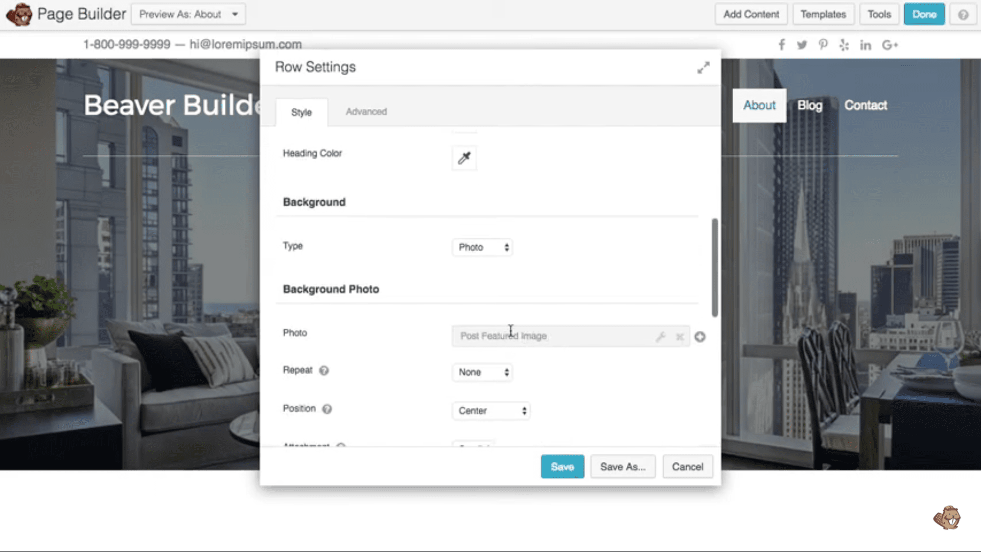 beaver builder header