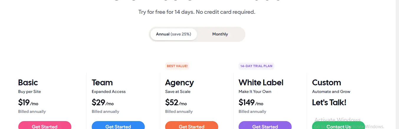 duda website builder Pricing
