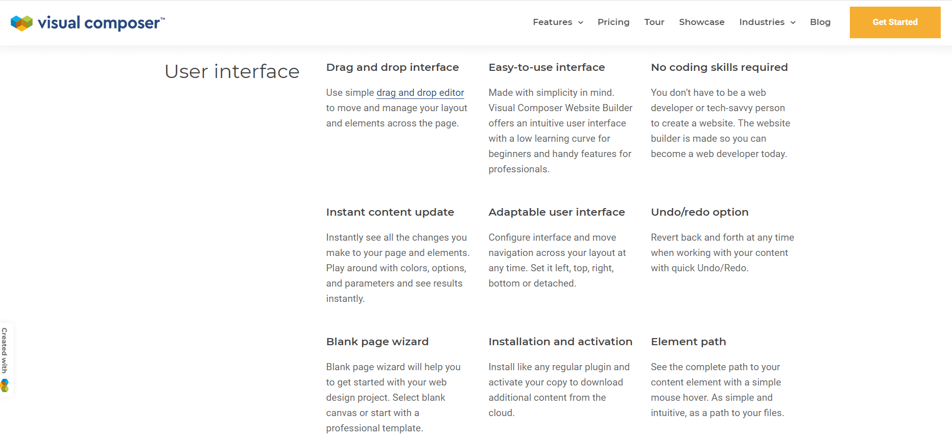 visual composer features