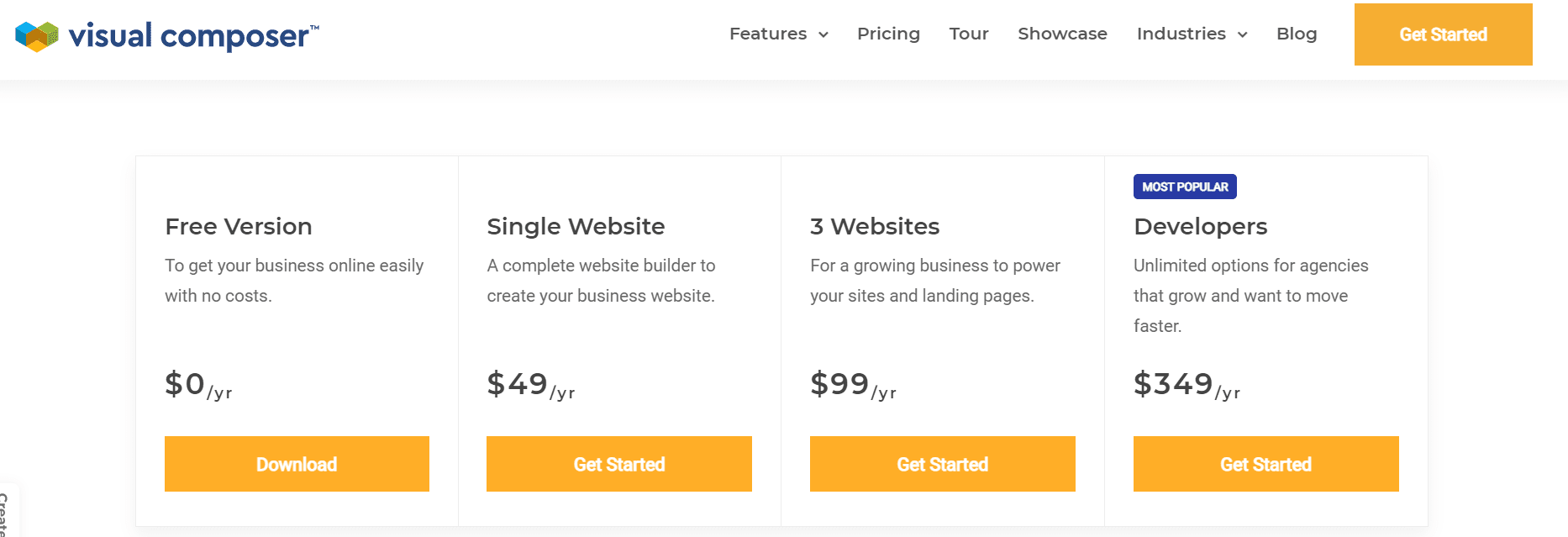 Beaver Builder vs Visual Composer- pricing plans